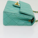 CHANEL Mini Matelasse 17 Flap Chain Bag Lamb Skin Light Blue CC Auth 29527A-5