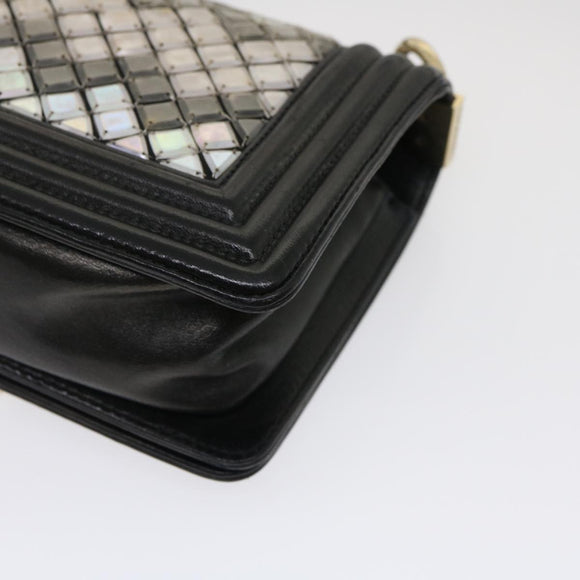 CHANEL Boy Chanel Chain Shoulder Bag Tile Black Multicolor CC Auth 29551AV