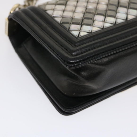 CHANEL Boy Chanel Chain Shoulder Bag Tile Black Multicolor CC Auth 29551AV