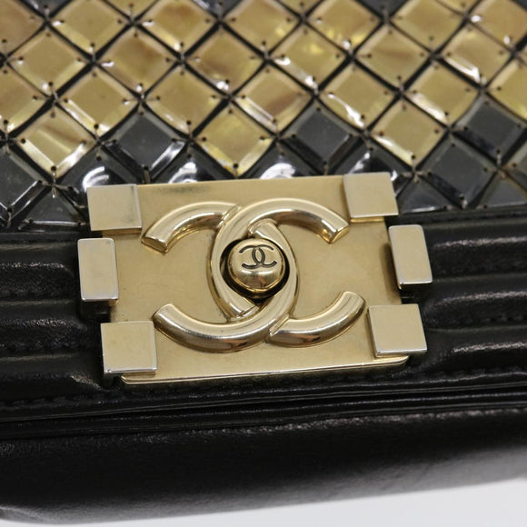 CHANEL Boy Chanel Chain Shoulder Bag Tile Black Multicolor CC Auth 29551AV
