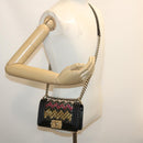 CHANEL Boy Chanel Chain Shoulder Bag Tile Black Multicolor CC Auth 29551AV-23