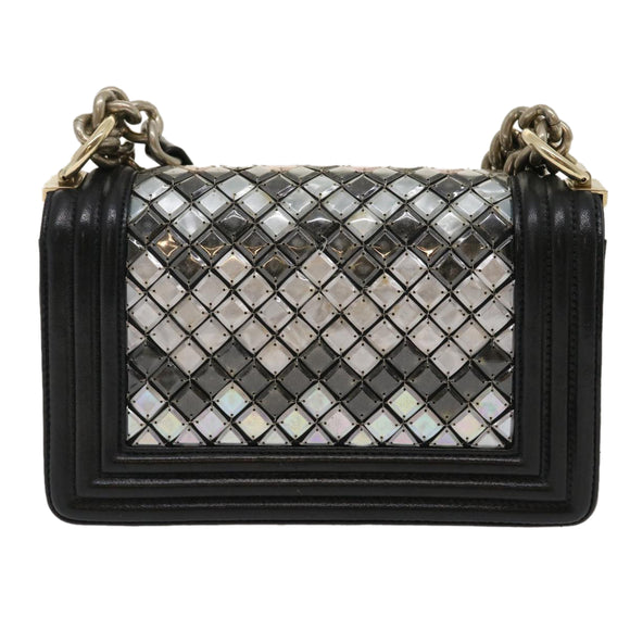 CHANEL Boy Chanel Chain Shoulder Bag Tile Black Multicolor CC Auth 29551AV