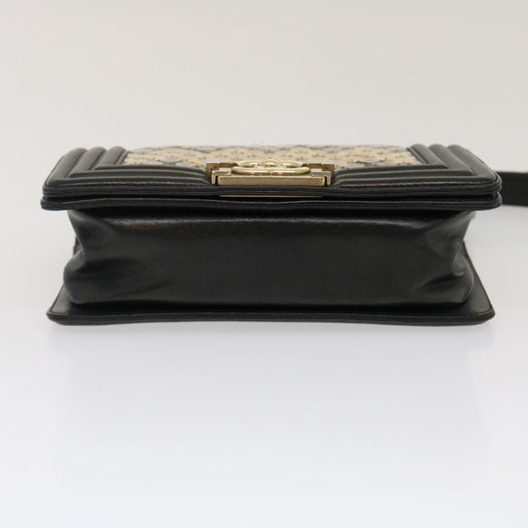 CHANEL Boy Chanel Chain Shoulder Bag Tile Black Multicolor CC Auth 29551AV