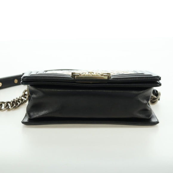 CHANEL Chain Boy Chanel Shoulder Bag Tile Black Multicolor CC Auth 29551A