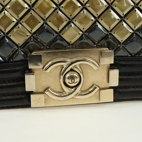 CHANEL Chain Boy Chanel Shoulder Bag Tile Black Multicolor CC Auth 29551A