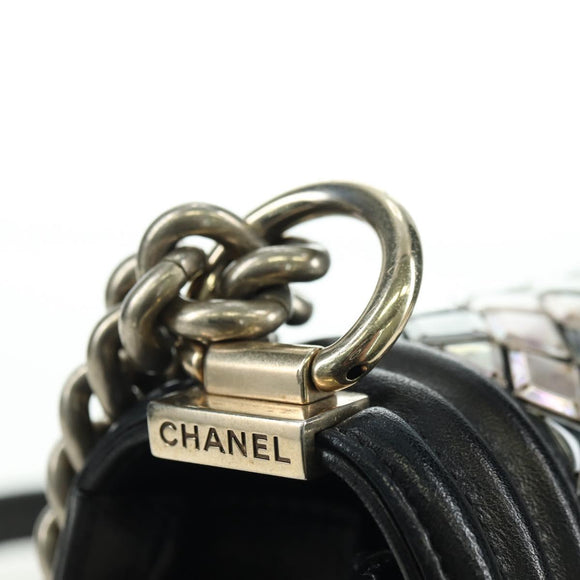 CHANEL Chain Boy Chanel Shoulder Bag Tile Black Multicolor CC Auth 29551A