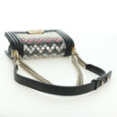 CHANEL Chain Boy Chanel Shoulder Bag Tile Black Multicolor CC Auth 29551A-7
