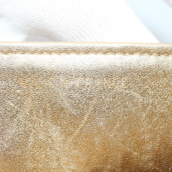 CHANEL Matelasse Shoulder Bag Lamb Skin Gold CC Auth 29567AV
