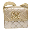CHANEL Matelasse Shoulder Bag Lamb Skin Gold CC Auth 29567SAV-13