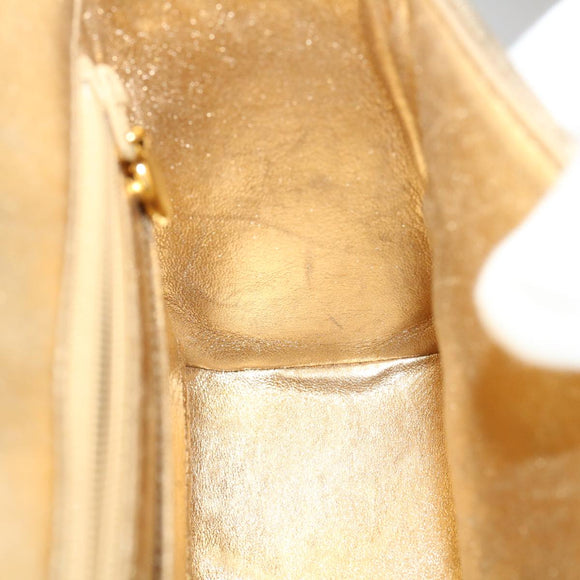 CHANEL Matelasse Shoulder Bag Lamb Skin Gold CC Auth 29567AV