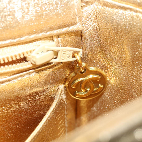 CHANEL Matelasse Shoulder Bag Lamb Skin Gold CC Auth 29567SAV