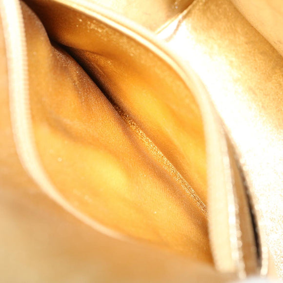 CHANEL Matelasse Shoulder Bag Lamb Skin Gold CC Auth 29567AV