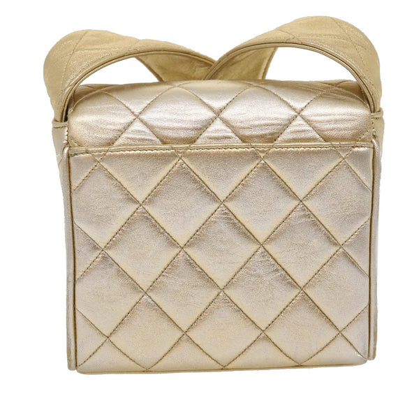 CHANEL Matelasse Shoulder Bag Lamb Skin Gold CC Auth 29567SAV
