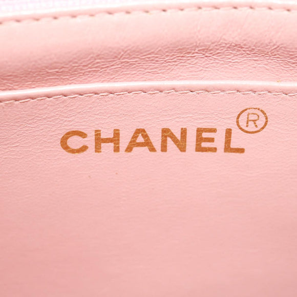 CHANEL Matelasse Turn Lock Chain Diana Shoulder Bag Canvas Pink CC Auth 29889AV