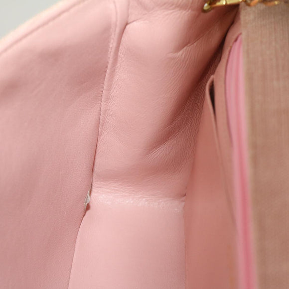 CHANEL Matelasse Turn Lock Chain Diana Shoulder Bag Canvas Pink CC Auth 29889AV