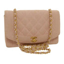 CHANEL Matelasse Turn Lock Chain Diana Shoulder Bag Canvas Pink CC Auth 29889AV-1