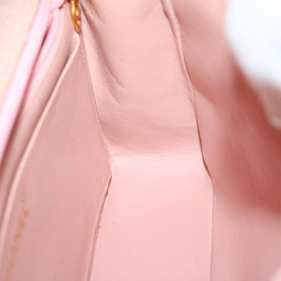 CHANEL Matelasse Turn Lock Chain Diana Shoulder Bag Canvas Pink CC Auth 29889AV