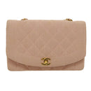 CHANEL Matelasse Turn Lock Chain Diana Shoulder Bag Canvas Pink CC Auth 29889AV-13