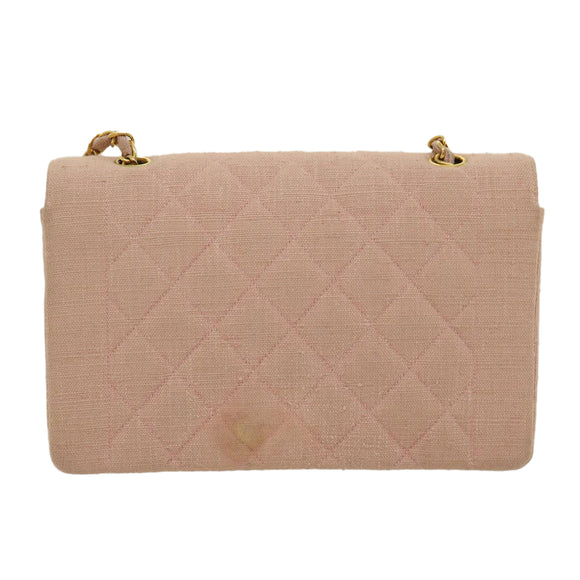CHANEL Matelasse Turn Lock Chain Diana Shoulder Bag Canvas Pink CC Auth 29889AV