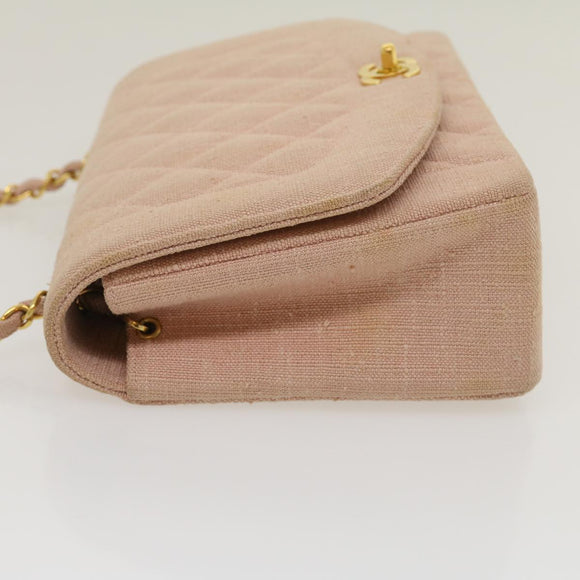 CHANEL Matelasse Turn Lock Chain Diana Shoulder Bag Canvas Pink CC Auth 29889AV