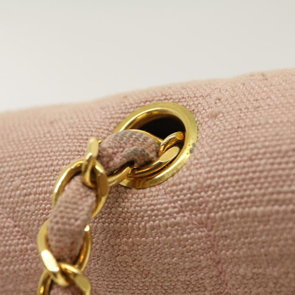 CHANEL Matelasse Turn Lock Chain Diana Shoulder Bag Canvas Pink CC Auth 29889AV