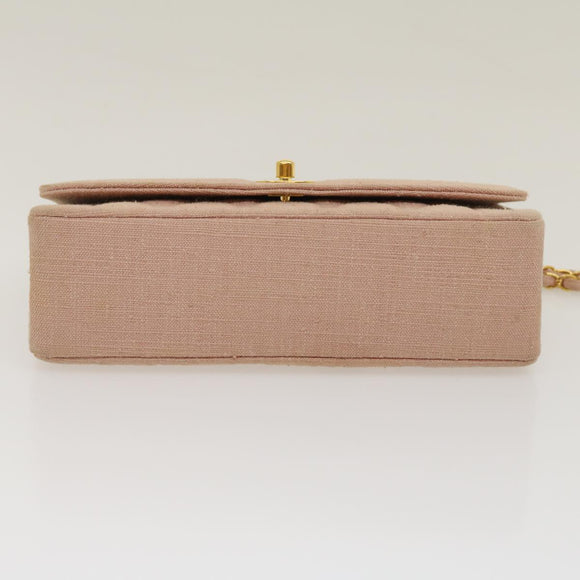 CHANEL Matelasse Turn Lock Chain Diana Shoulder Bag Canvas Pink CC Auth 29889AV