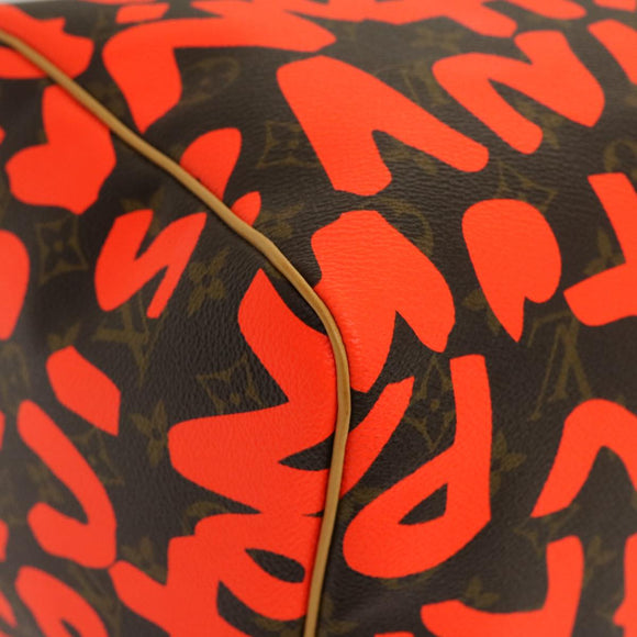 LOUIS VUITTON Monogram Graffiti Keepall 50 Boston Bag Orange M93699 Auth 29908SV