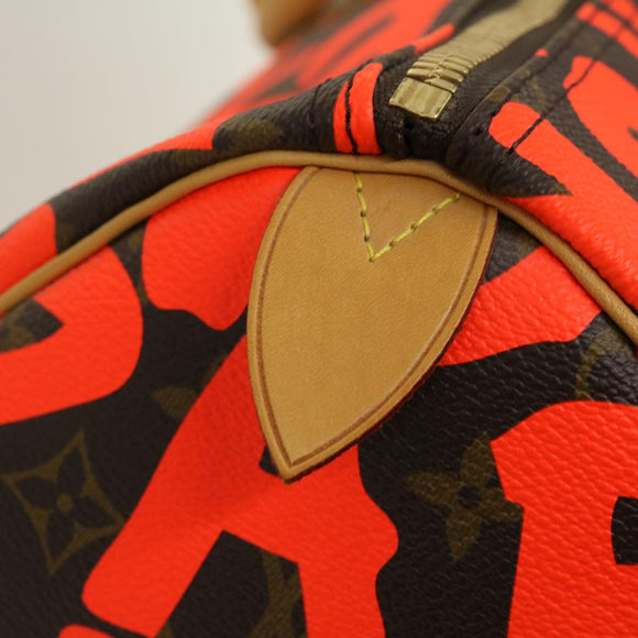 LOUIS VUITTON Monogram Graffiti Keepall 50 Boston Bag Orange M93699 Auth 29908SV