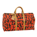 LOUIS VUITTON Monogram Graffiti Keepall 50 Boston Bag Orange M93699 Auth 29908SV-1