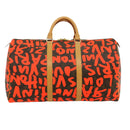 LOUIS VUITTON Monogram Graffiti Keepall 50 Boston Bag Orange M93699 Auth 29908SV-2