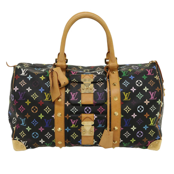 LOUIS VUITTON Monogram Multicolor Keepall 45 Boston Bag Black M92640 Auth 29945SM