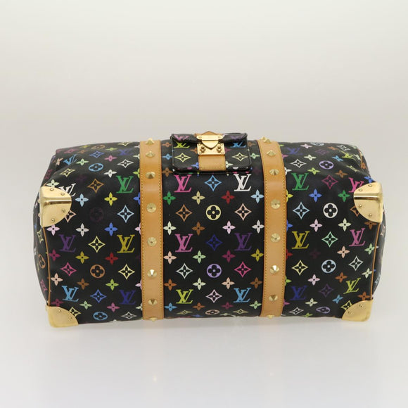 LOUIS VUITTON Monogram Multicolor Keepall 45 Boston Bag Black M92640 Auth 29945SM