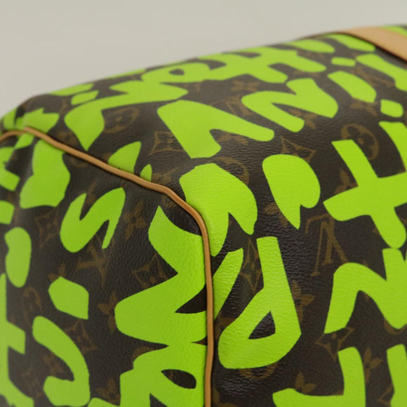 LOUIS VUITTON Monogram graffiti Keepall 50 Boston Bag Vert M93700 Auth 29946SV