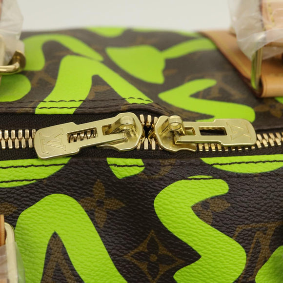 LOUIS VUITTON Monogram graffiti Keepall 50 Boston Bag Vert M93700 Auth 29946SV