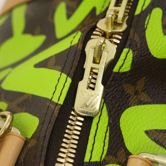 LOUIS VUITTON Monogram graffiti Keepall 50 Boston Bag Vert M93700 Auth 29946SV