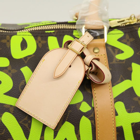 LOUIS VUITTON Monogram graffiti Keepall 50 Boston Bag Vert M93700 Auth 29946SV