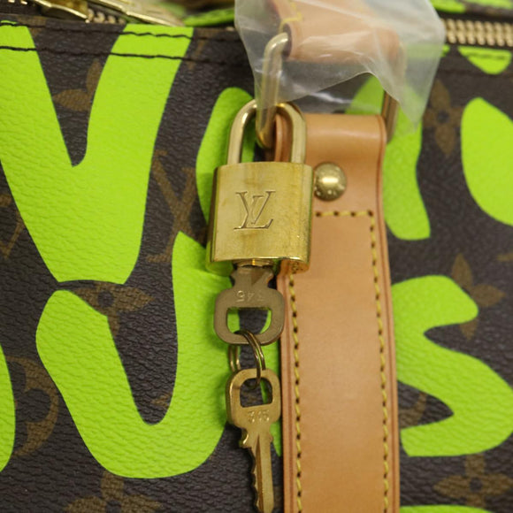 LOUIS VUITTON Monogram graffiti Keepall 50 Boston Bag Vert M93700 Auth 29946SV