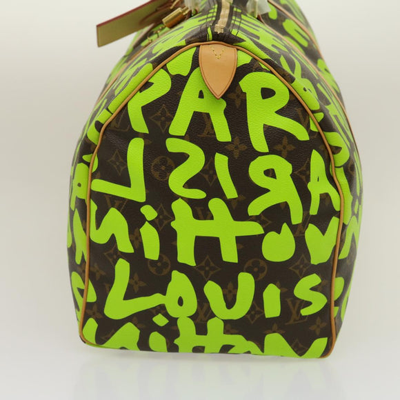 LOUIS VUITTON Monogram graffiti Keepall 50 Boston Bag Vert M93700 Auth 29946SV