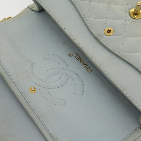 CHANEL Classic Matelasse 25 Double Chain Flap Shoulder Bag Lamb Skin Auth 29961V