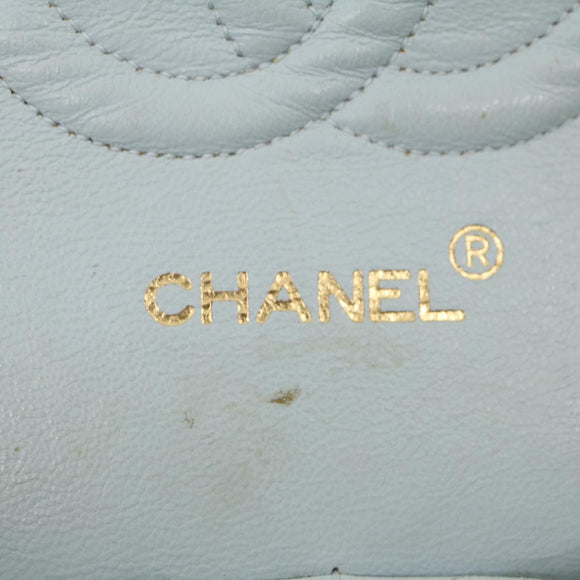 CHANEL Classic Matelasse 25 Double Chain Flap Shoulder Bag Lamb Skin Auth 29961V