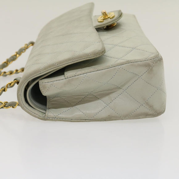 CHANEL Classic Matelasse 25 Double Chain Flap Shoulder Bag Lamb Skin Auth 29961V