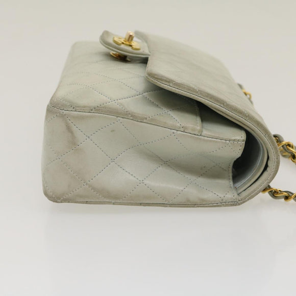 CHANEL Classic Matelasse 25 Double Chain Flap Shoulder Bag Lamb Skin Auth 29961V