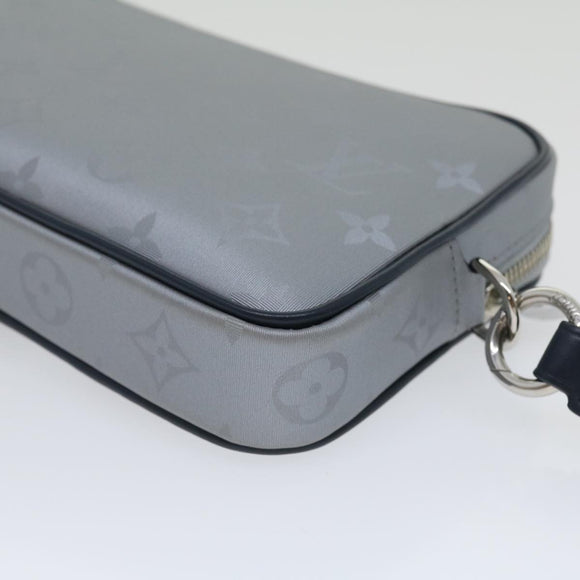 LOUIS VUITTON Monogram satellite alpha Clutch Bag Silver M44171 LV Auth 29977SAV