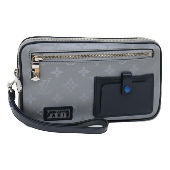 LOUIS VUITTON Monogram satellite alpha Clutch Bag Silver M44171 LV Auth 29977SAV