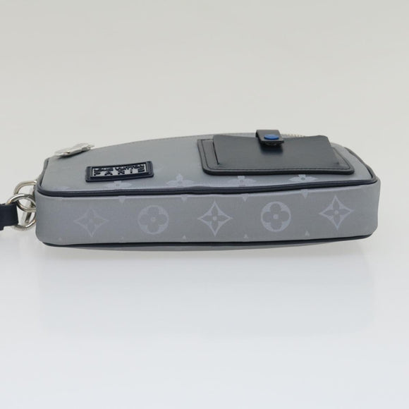 LOUIS VUITTON Monogram satellite alpha Clutch Bag Silver M44171 LV Auth 29977SAV