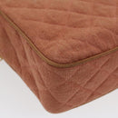 CHANEL Diana Turn Lock Chain Schoudertas Linnen Franjes Roze CC Auth 30153A-17