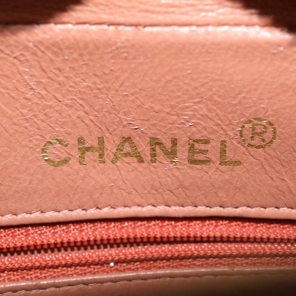 CHANEL Diana Turn Lock Chain Schoudertas Linnen Franjes Roze CC Auth 30153A