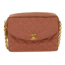 CHANEL Diana Turn Lock Chain Schoudertas Linnen Franjes Roze CC Auth 30153A-13