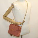 CHANEL Diana Turn Lock Chain Schoudertas Linnen Franjes Roze CC Auth 30153A-28