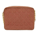 CHANEL Diana Turn Lock Chain Schoudertas Linnen Franjes Roze CC Auth 30153A-2